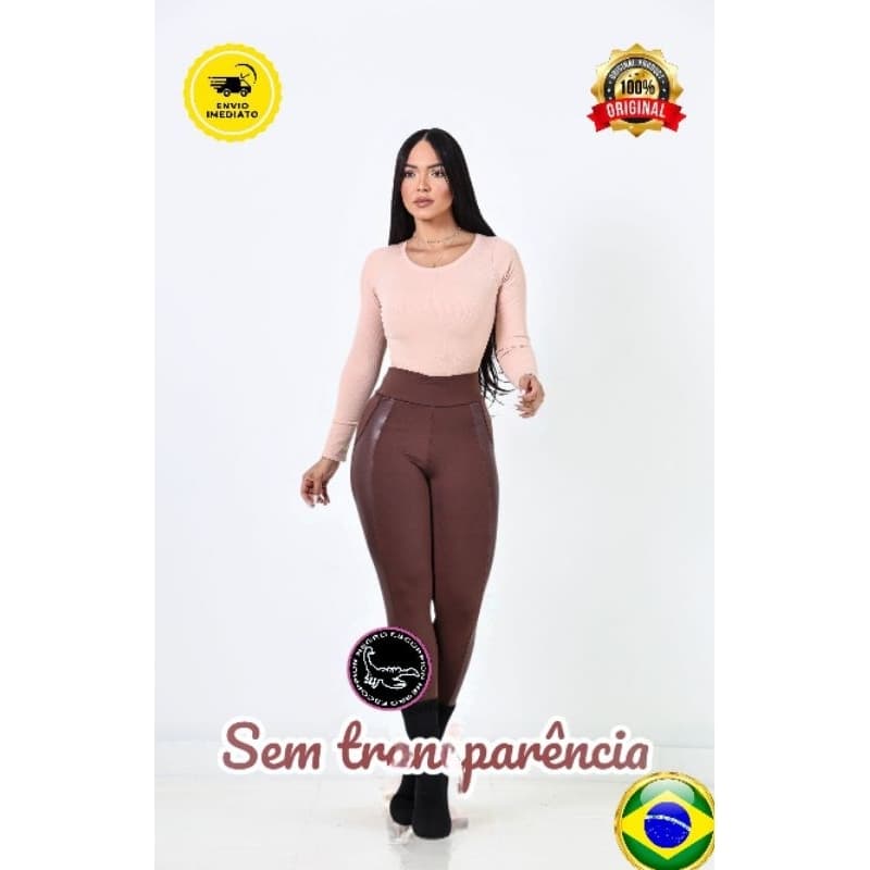 Calça Montaria Suplex Peluciada Por Dentro Cos Alto Com Detalhe No Cirrê Original Escorpion Negro