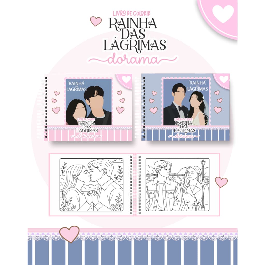 Livro de Colorir Rainha das Lágrimas 50 Folhas 180G Caderno de Desenho Pintura Coloring Book SEM PERSONALIZAÇÃO
