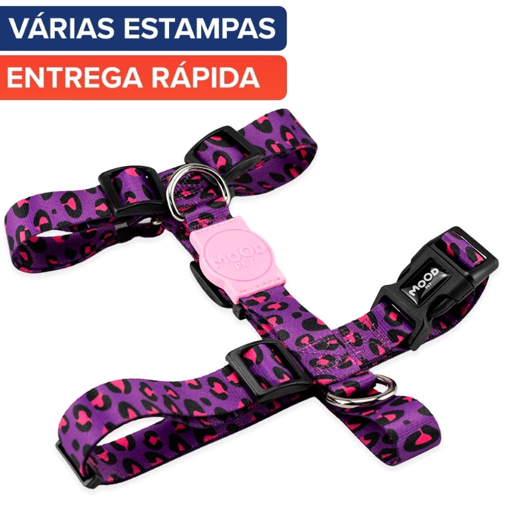 Coleira para Cachorro Cães Peitoral H Passeio Adestramento Várias cores e tamanhos Mood Pet