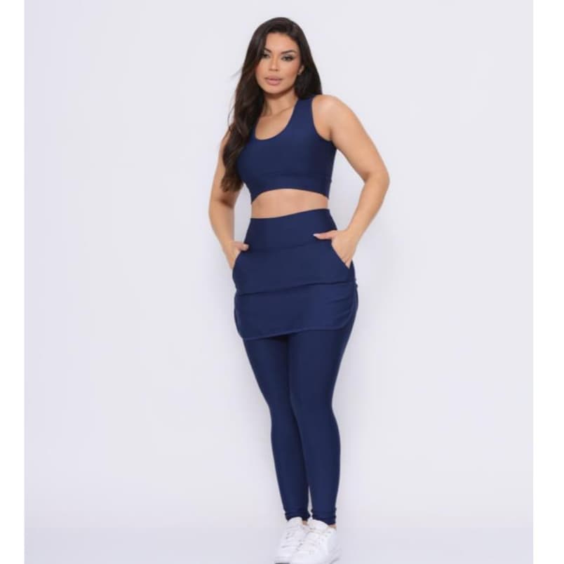 Calça Legging Saia Top Conjunto Feminino