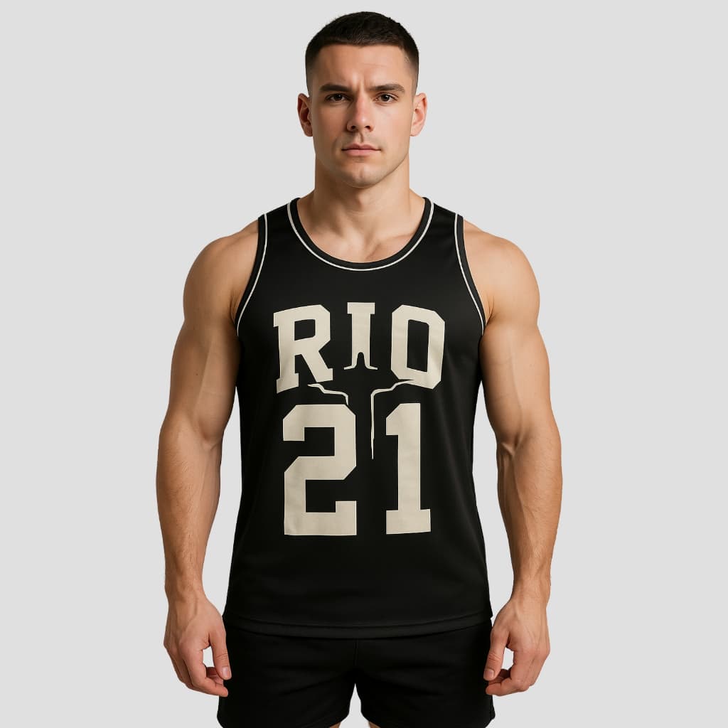 Camisa Regata Estilo Basquete Masculina Estampada Academia Treino Corrida Rio