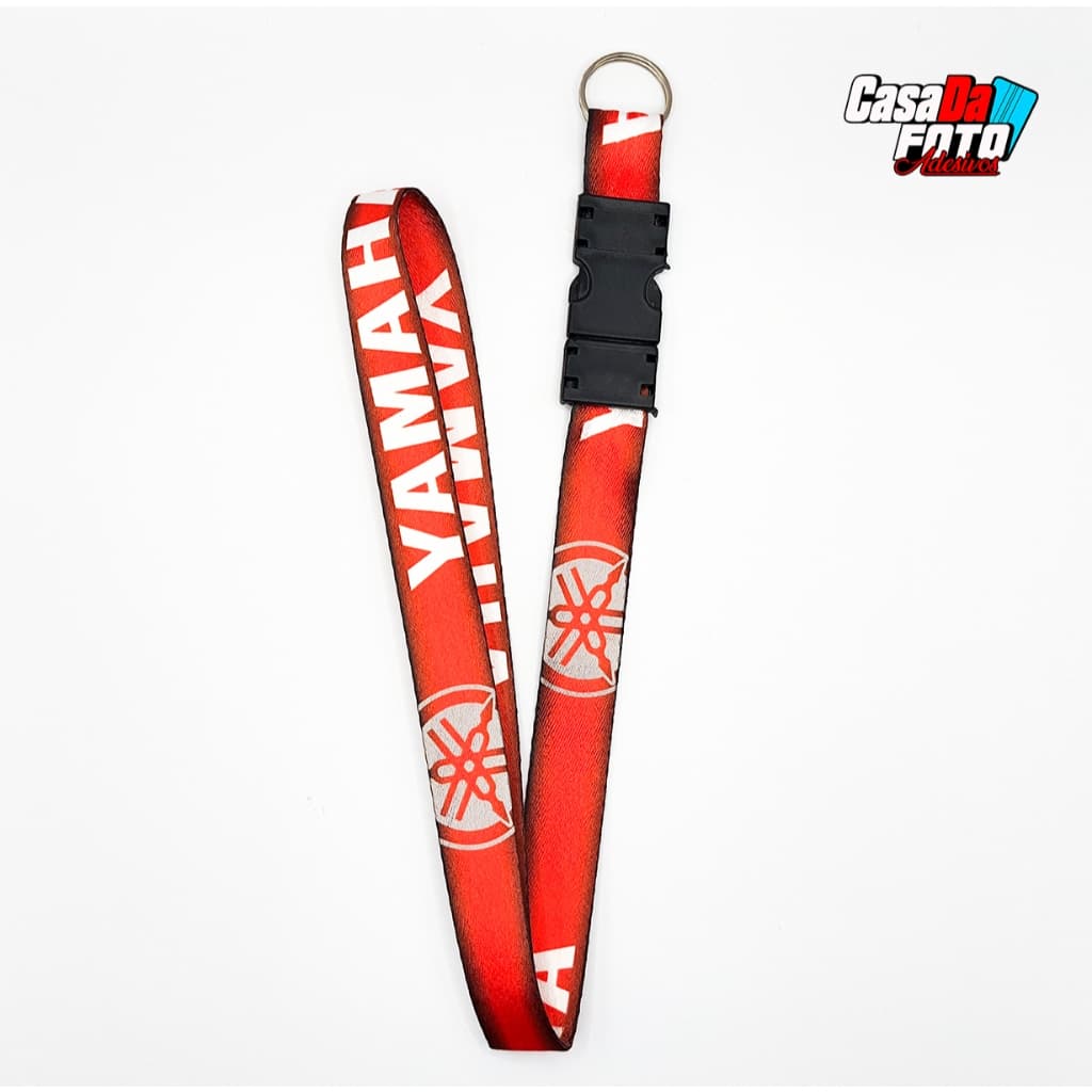 Chaveiro Yamaha Vermelho e Branco com engate Rápido Moto Cordão Tirante Pescoço Crachá