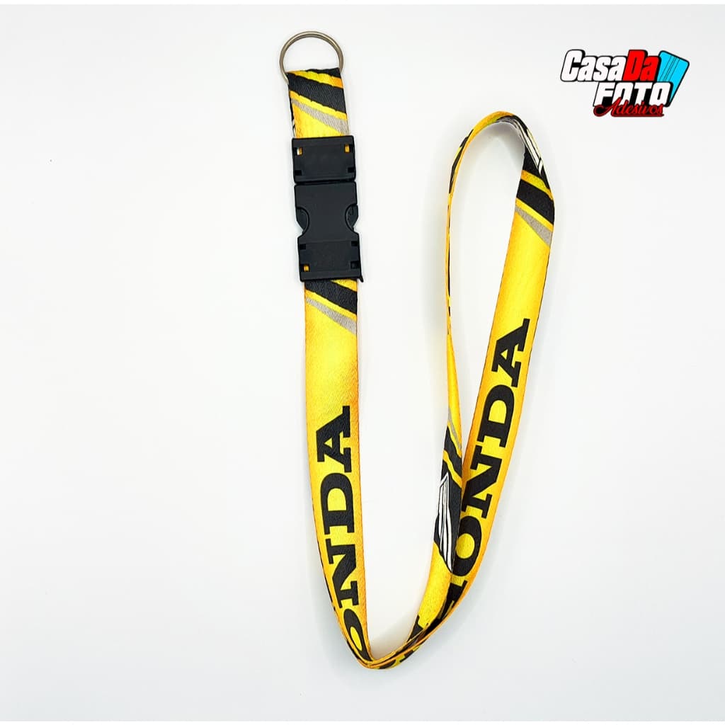 Chaveiro Honda  Amarelo com engate Rápido Moto Cordão Tirante Pescoço Crachá
