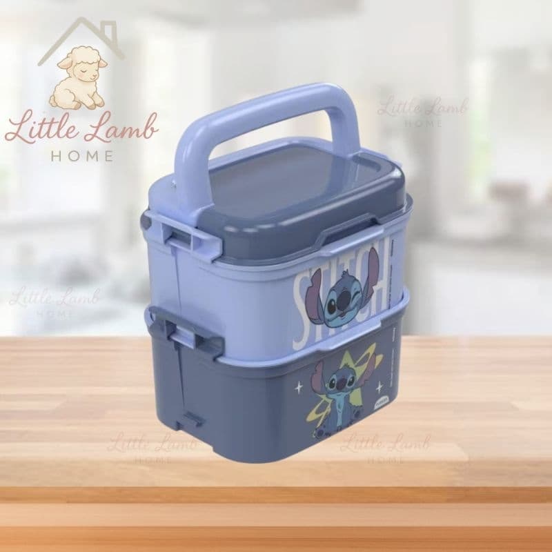 Mini Marmita Stitch 2 Andares 440ml com Garfo e Divisórias