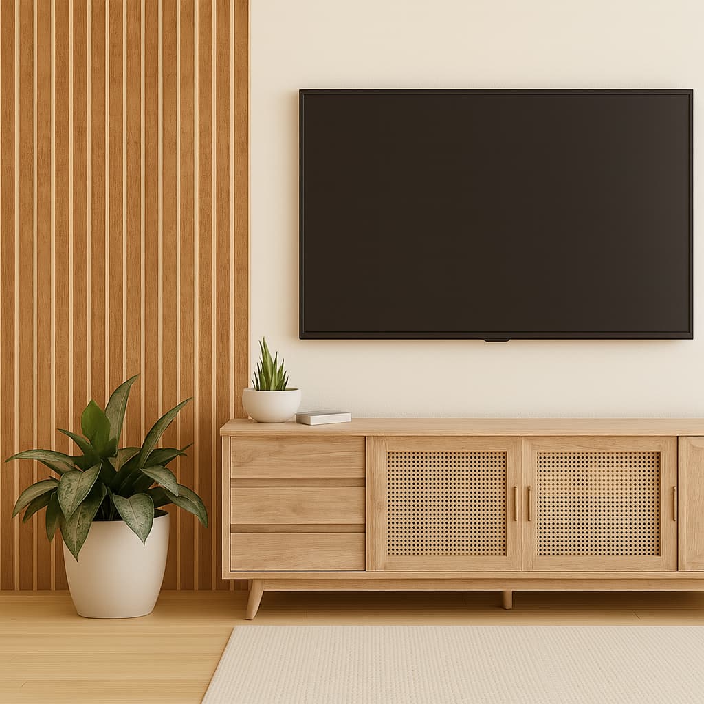Painel Ripado MDF Autocolante 45×11 cm – 4 Placas Decorativas