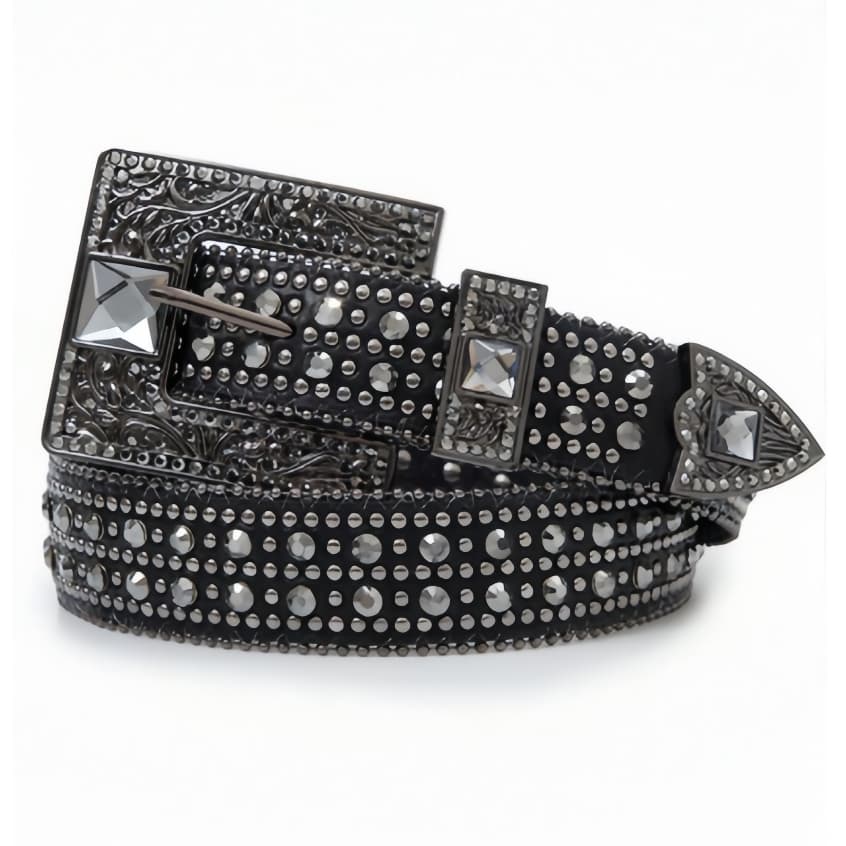 Cinto Feminino Country Fivela quadrada em Strass Brilhos Ocidental Cowboy Tachas Blogueiraf方头点2排