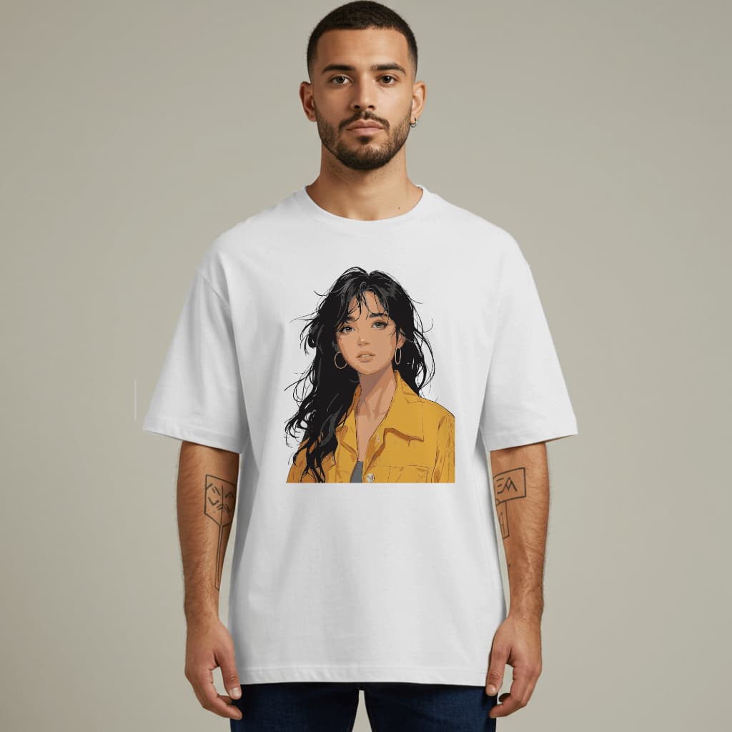 Camiseta Masculina Manga Curta Personagem Estilo Mangá Asiático Oversized Visual Autêntico