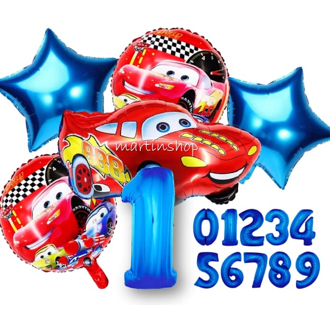 Kit Balão Metalizado Carros 45cm Relâmpago McQueen Aniversário Festa