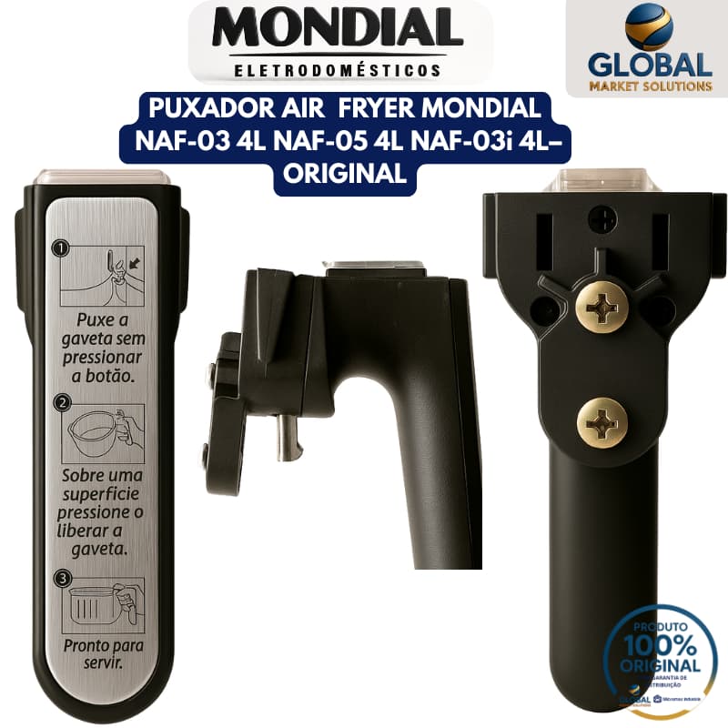 Cabo Puxador Alça para Airfryer Mondial Modelo  NAF-03I-4L e NAF-05 4 Litros