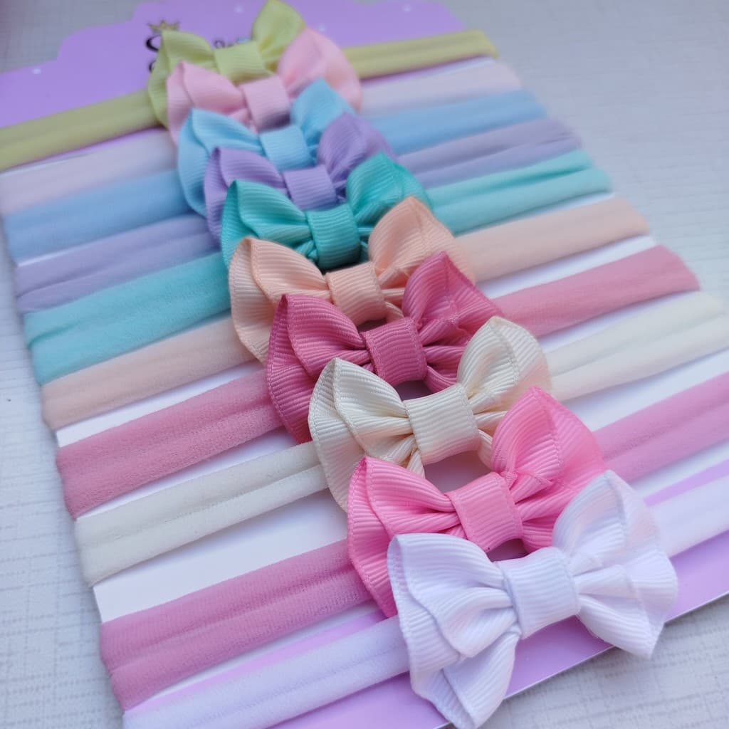 kit 10 faixas/tiaras de cabelo para bebê/mini lacinho franzido/laço RN