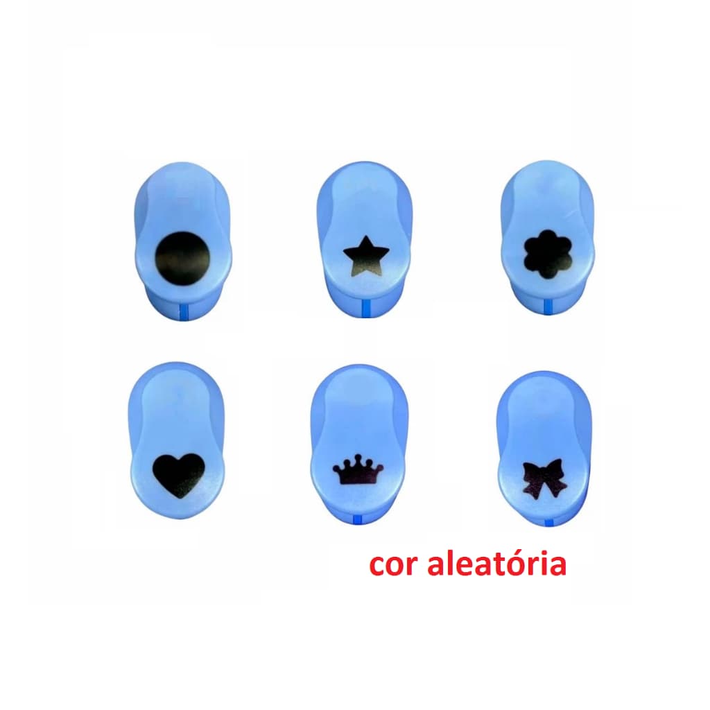 Kit 06 Furador Perfurador De Eva Papel 16mm Coração, Estrela, Círculo , Flor 6 Pétalas, Laço, Coroa