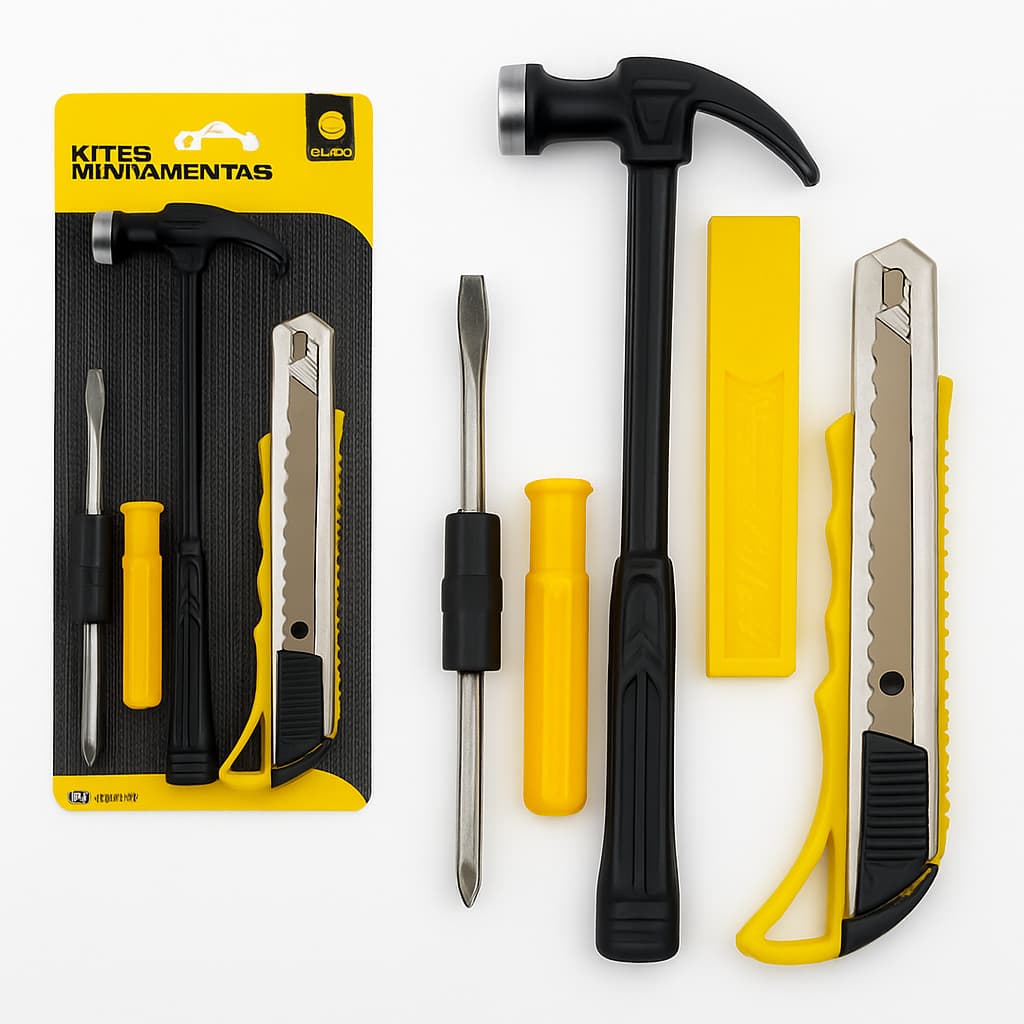 Conjunto de Ferramentas Básicas  – Martelo de Unha profissional, Estilete e Chave de Fenda