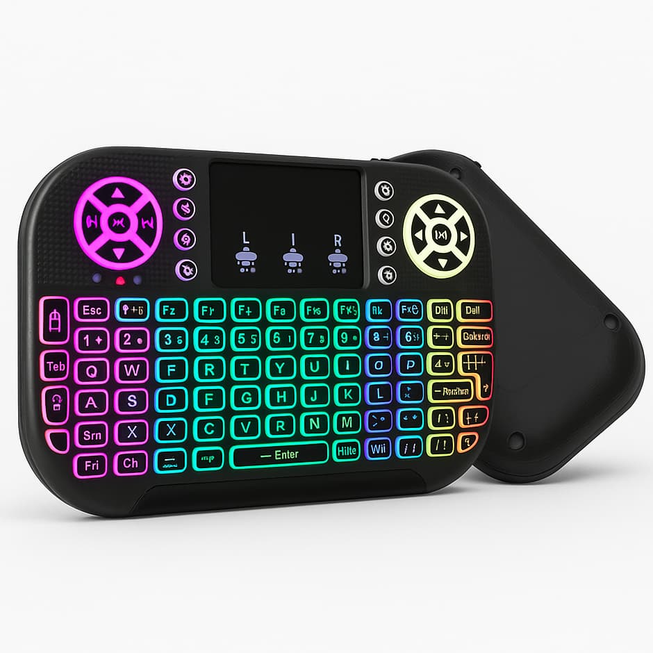 Mini Teclado Wireless Bluetooth Rgb Touchpad Sem Fio 7 Cores