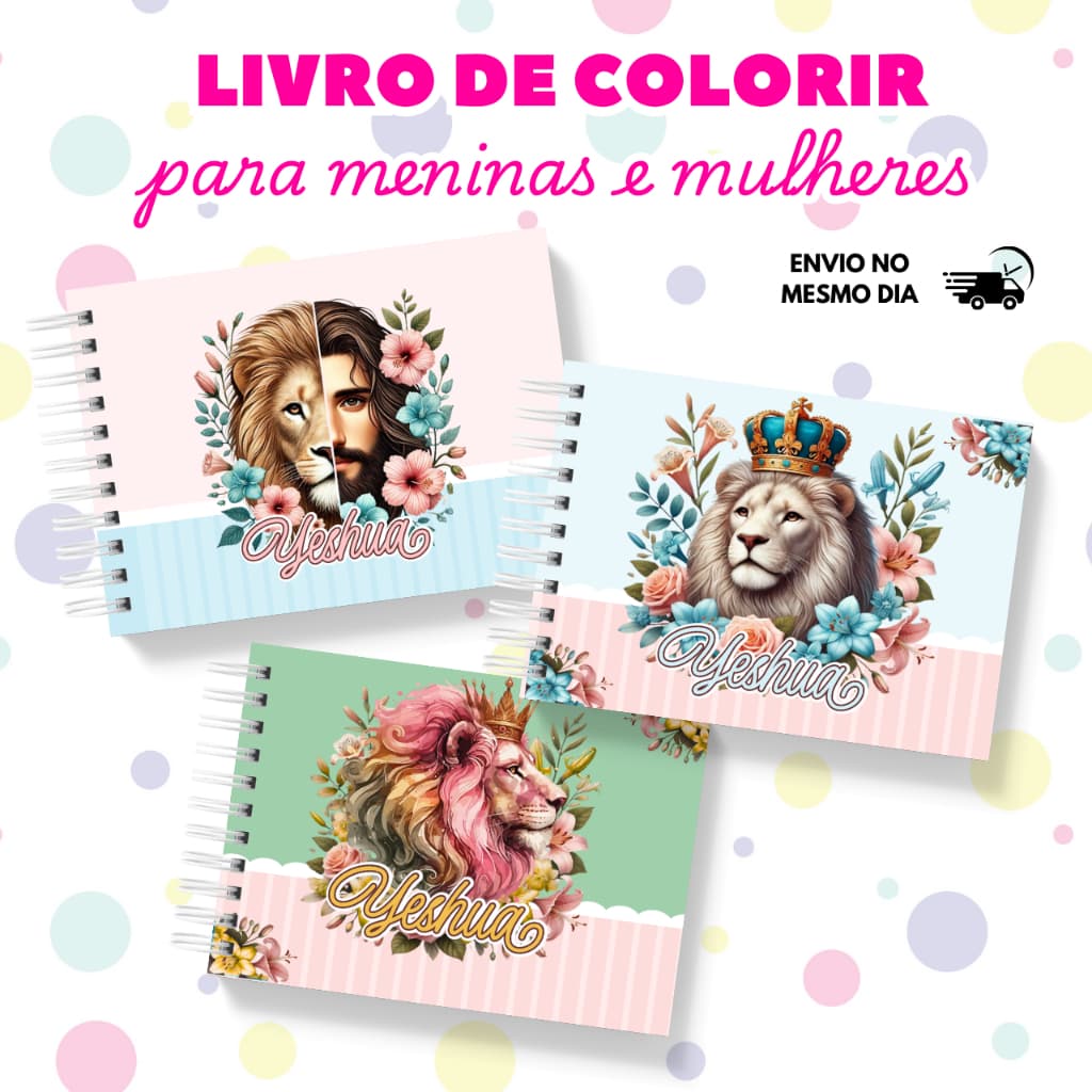 Livro de Colorir Cristã Mulher Menina Jesus Yeshua 50 Desenhos Capa Dura 120g