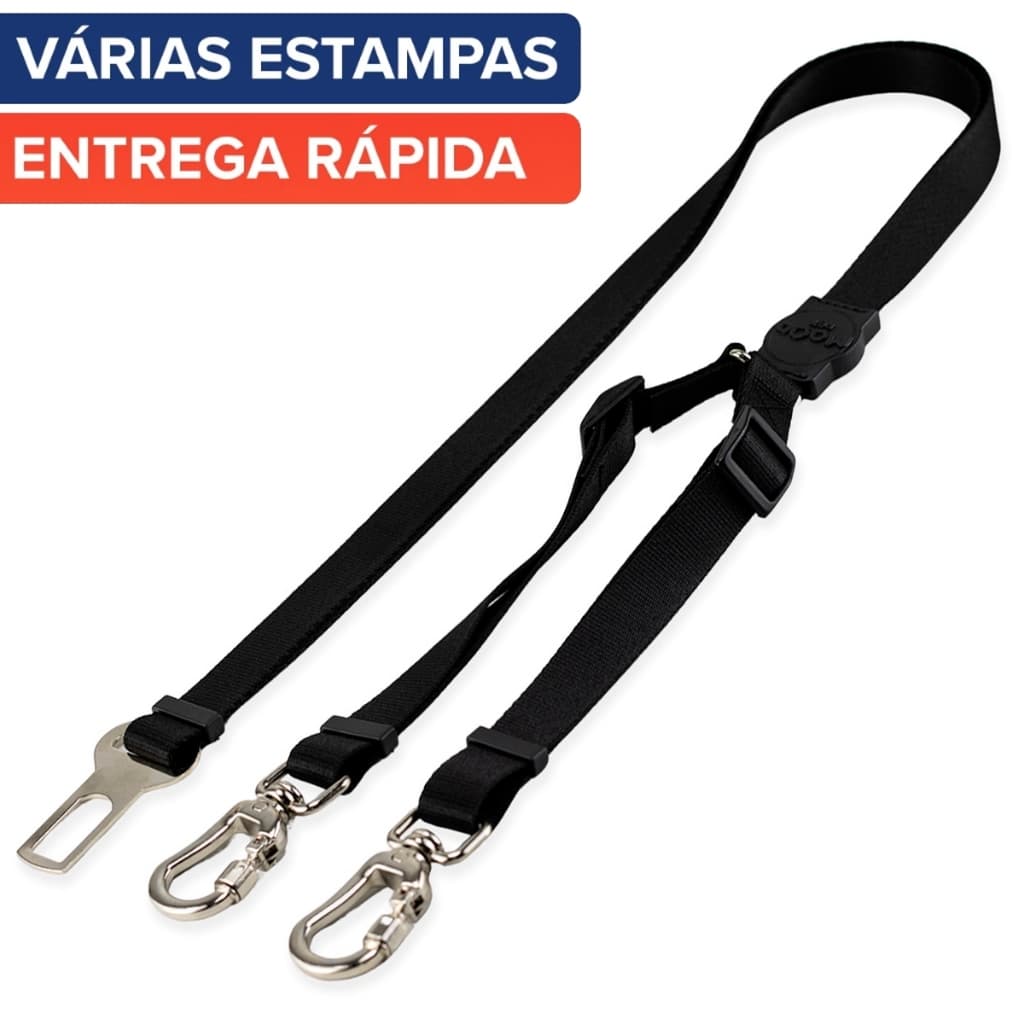 Cinto de Segurança Pet Duplo Universal Cachorro Gato Cães Gatos Carro Coleira Ajustável Mood Pet
