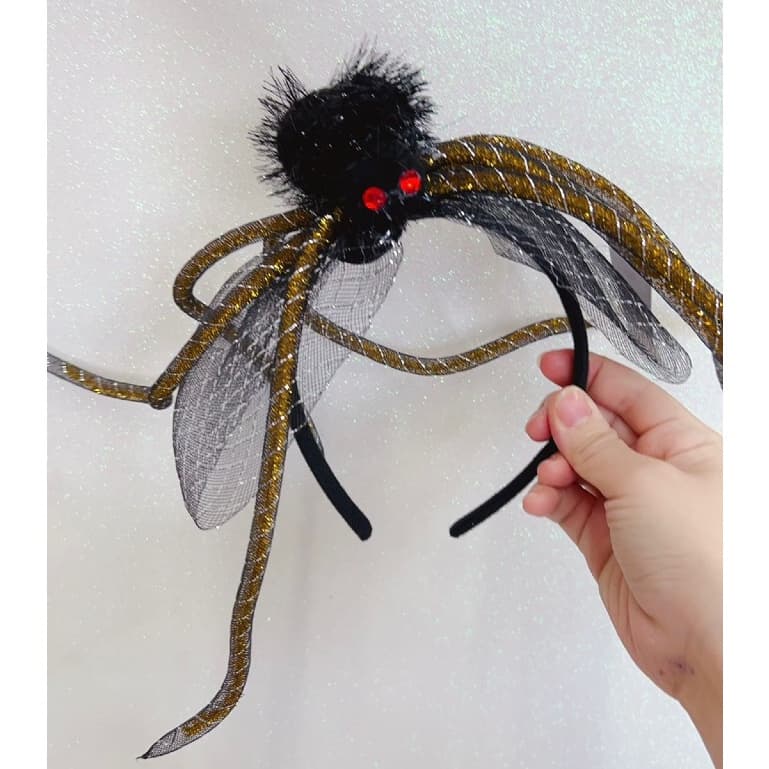 Tiara Tematica Aranha Bruxa Com Véu Para Festa Halloween Combinar com Fantasia.SA