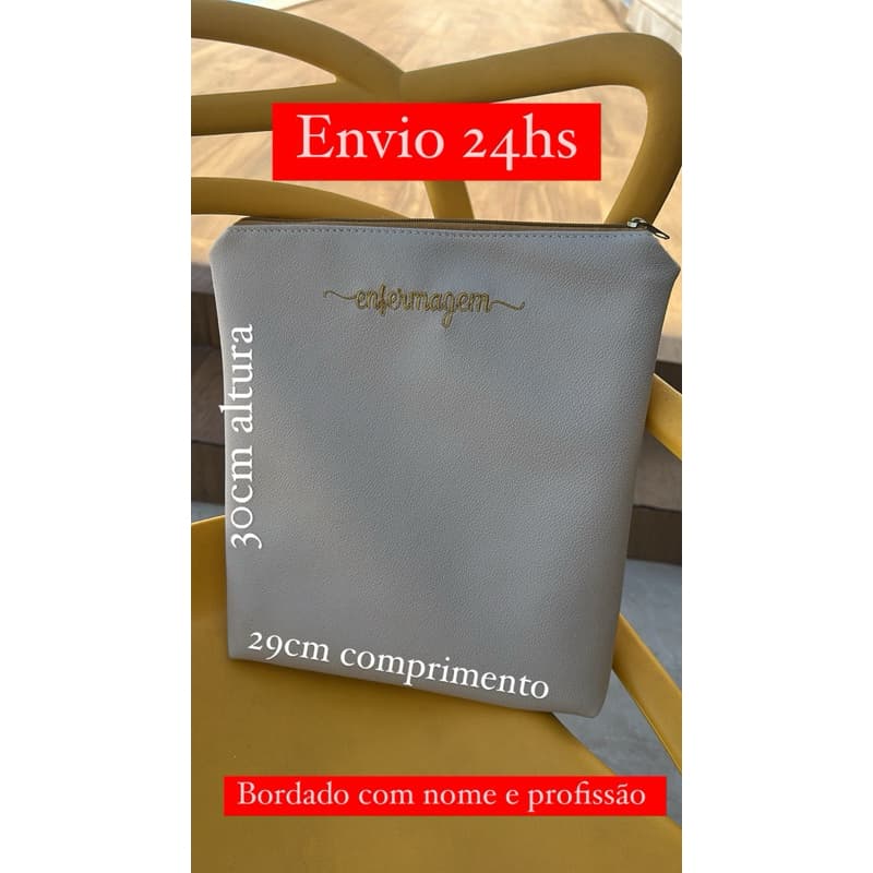 porta jaleco scrub bordado enfermagem medicina veterinária farmácia nutrição psicologia saúde necessárie organizador