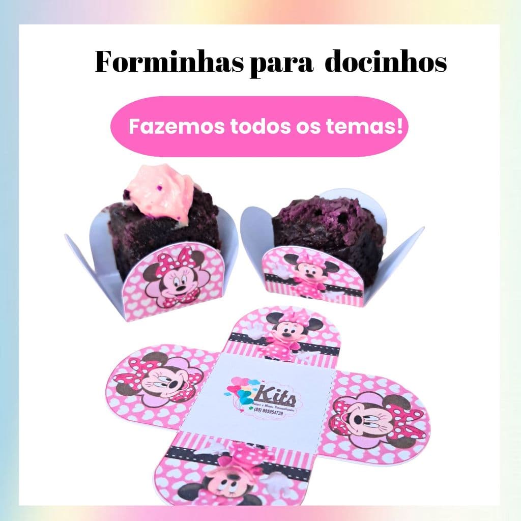 Forminhas 4 Pétalas da Minnie , Forminhas da Minnie Rosa, Forminhas de docinho da Minnie Rosa, Forminhas de doces Minnie