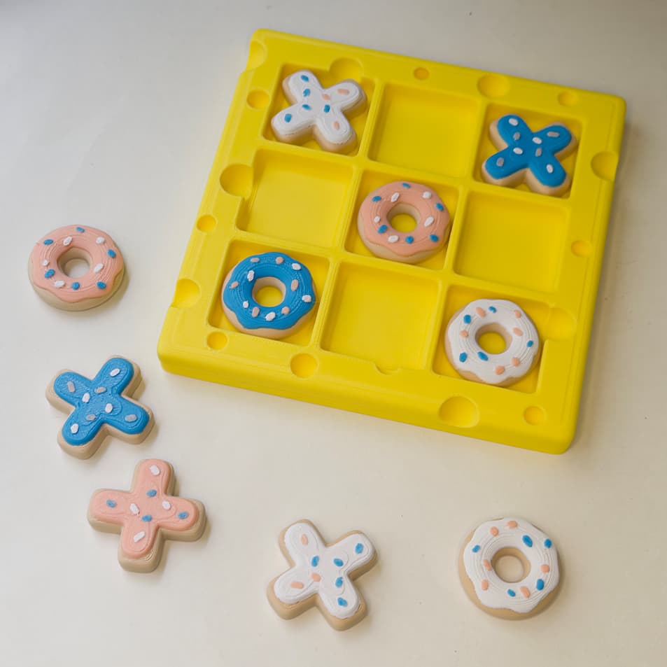 Jogo da Velha 3D Donuts Brinquedo Decorativo Presente Criativo