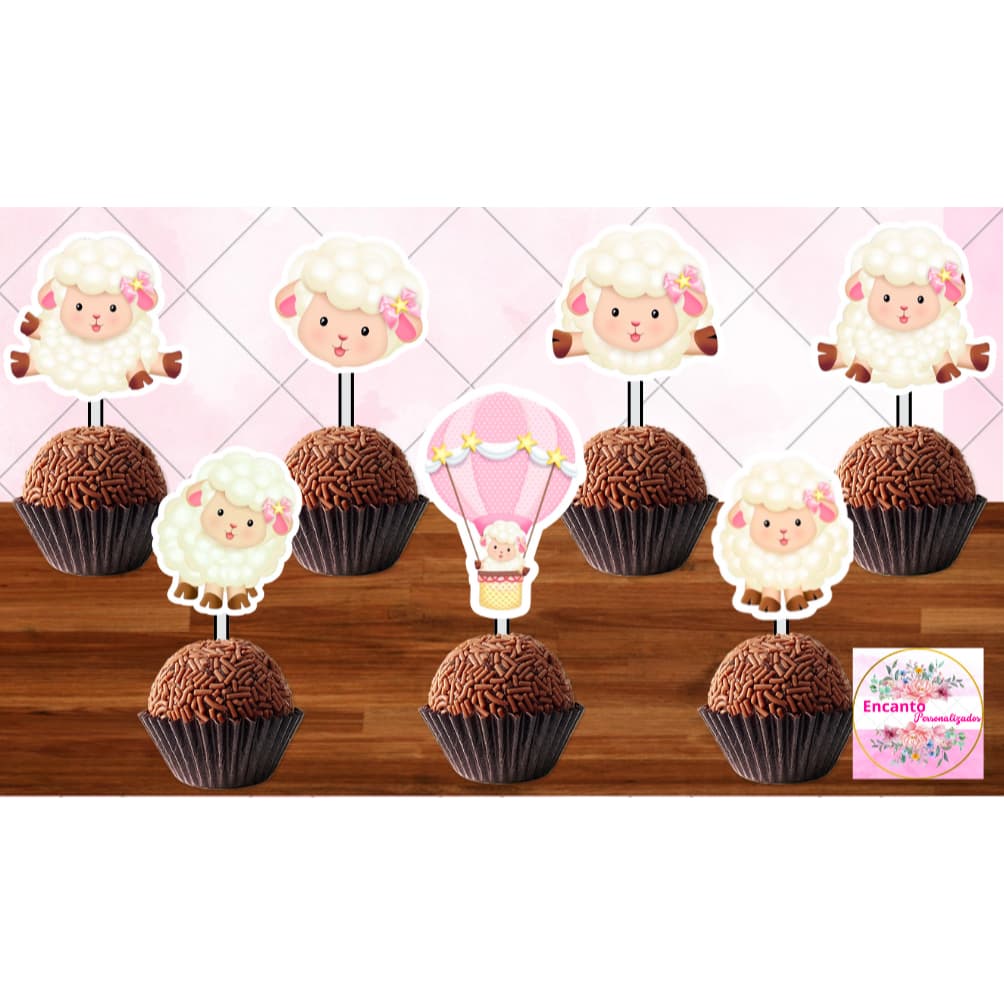 50 Tags Toppers P/ Docinho de Festa OVELHINHA, brigadeiro beijinho.