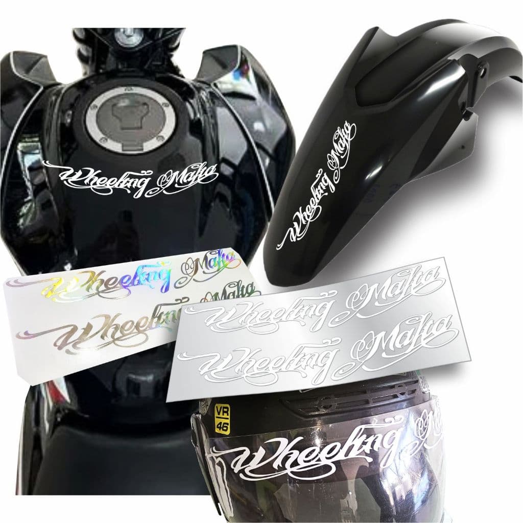 Adesivo Wheeling Mafia 28x10cm Branco ou Holográfico Par