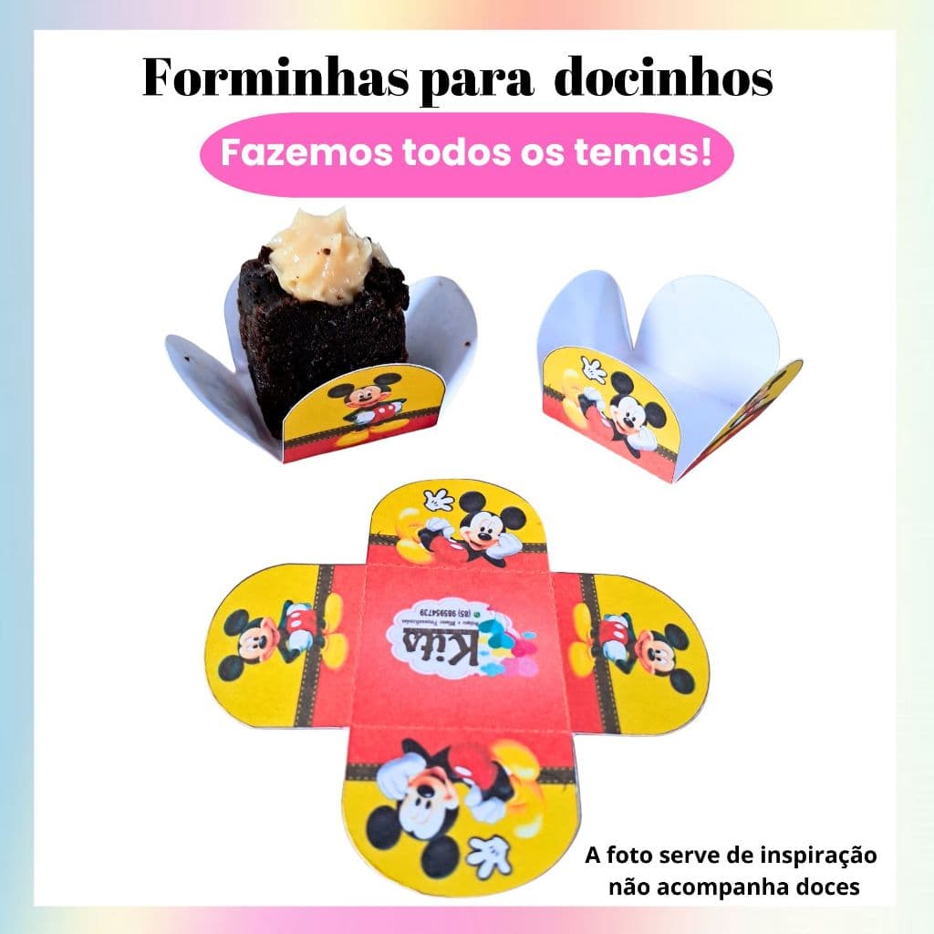 Forminhas Mickey para Docinhos | Forminhas 4 Pétalas Personalizadas | Lembrancinhas Festa Mickey