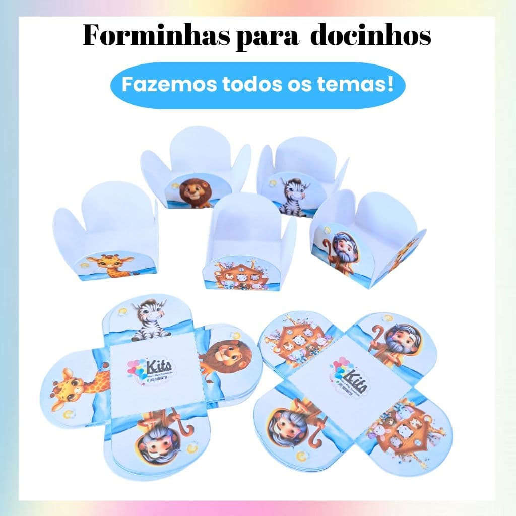 Forminhas Docinhos Arca de Noé | 4 Pétalas | Lembrancinhas Festa Tema Arca de Noé