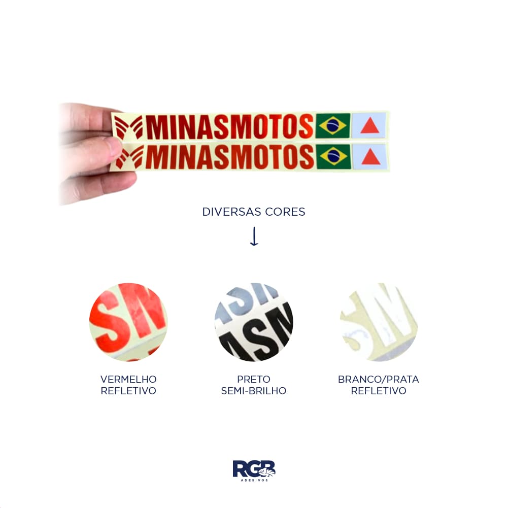 Par Adesivo Minas Motos De Canela - Bengala Refletivo Original, bandeira do Brasil e Minas Gerais
