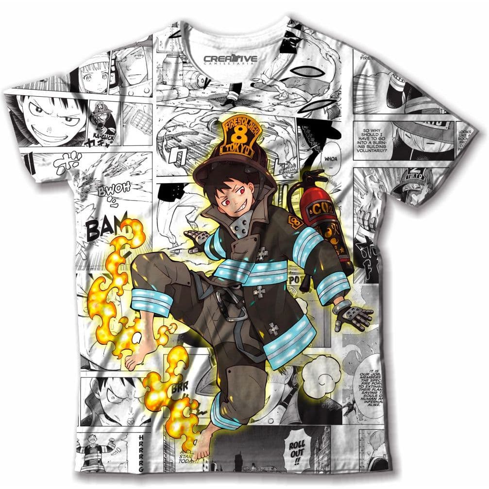 Camiseta Camisa Anime Fire Force Shinra Kusakabe
