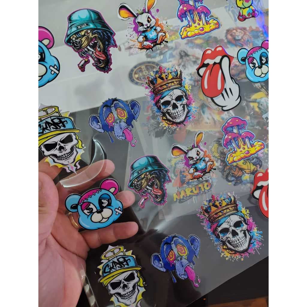 Adesivos DTF UV Alta Qualidade Para Decoração Personalizados Envie Sua Arte Varios Tamanhos Folha Ofertas