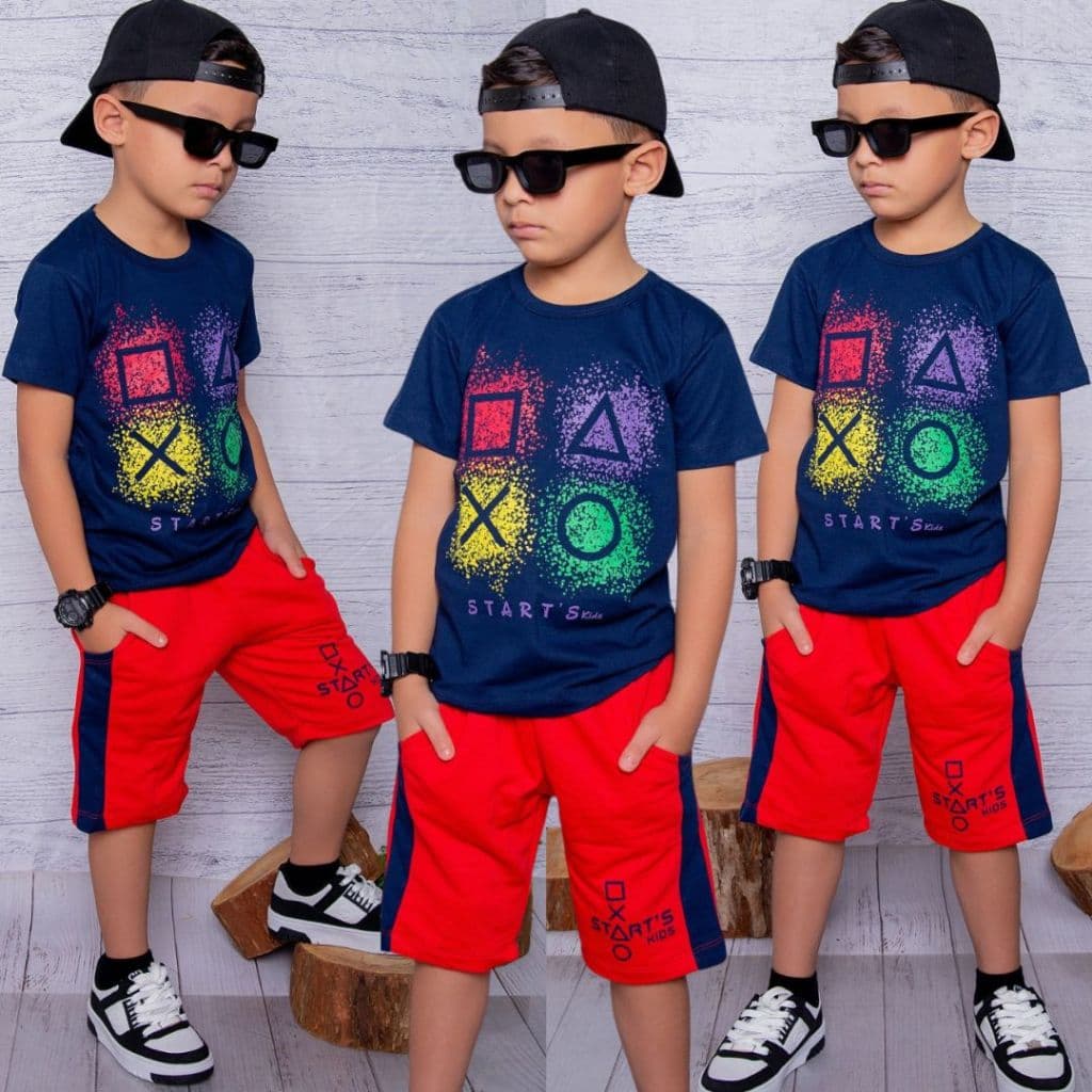 Conjuntos  Infantil Menino Juvenil Lançamento Verão  Camisa 30.1 Bermuda Moletinho  2 ao 14 anos