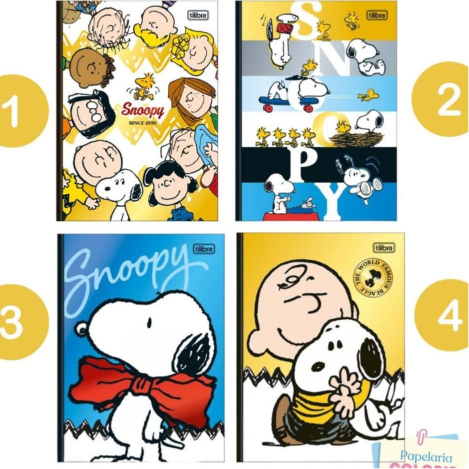Caderno Brochura Capa Dura Colegial Snoopy 80 Folhas Tilibra