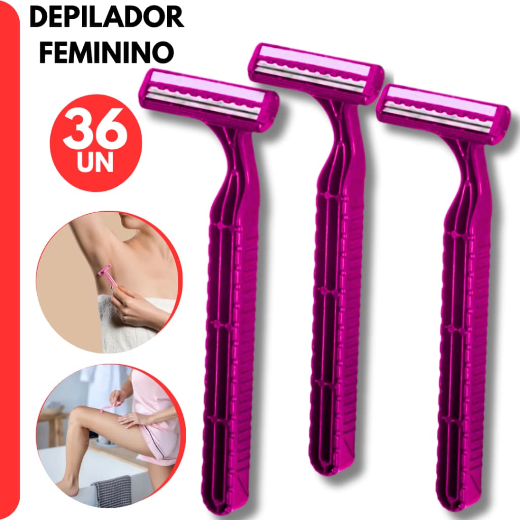 Kit 36 Aparelhos de Barbear Rosa, Barbeador Confort 2 Laminas para Depilar Pelos: Axilas, pernas, Barbas, etc.