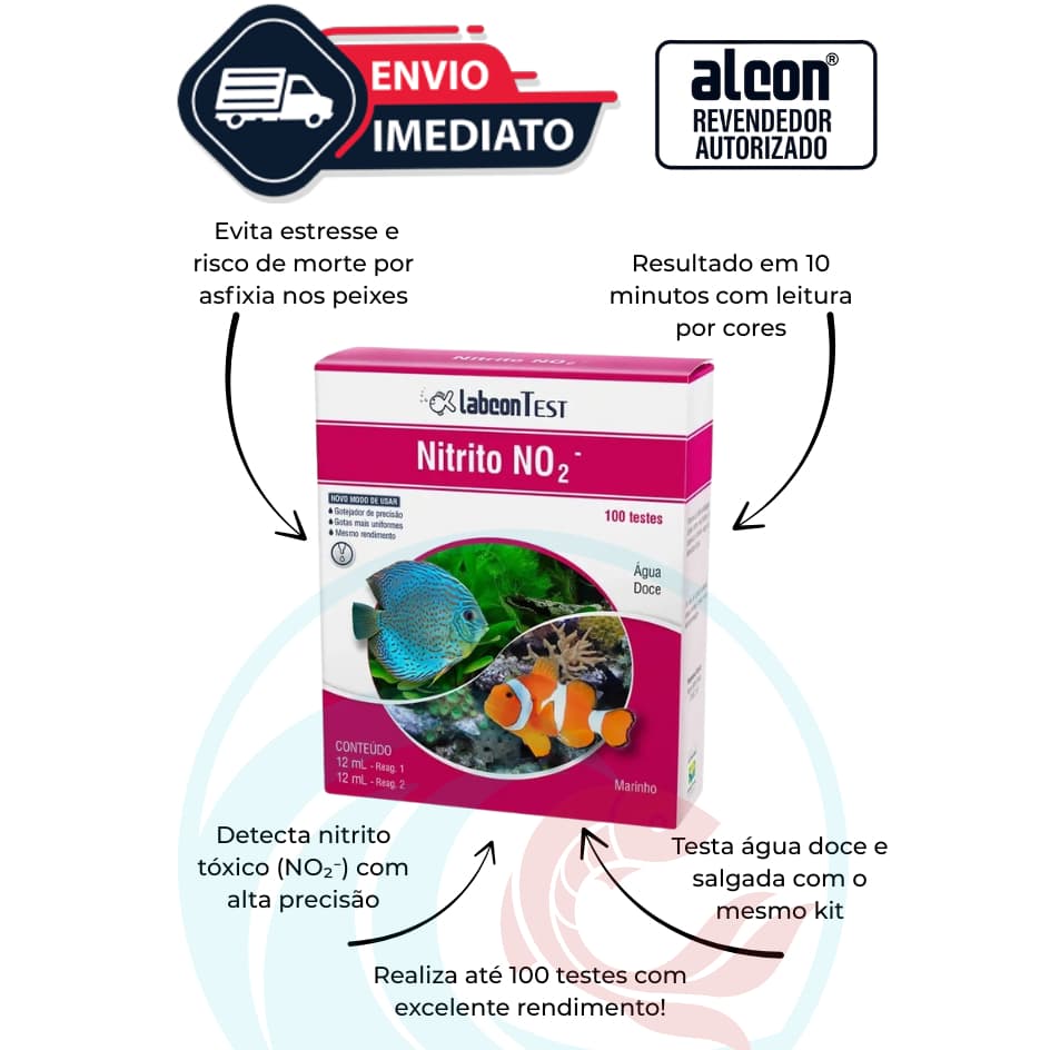 Teste de Nitrito para Aquários de Peixe - Labcon Nitrito 100 Testes