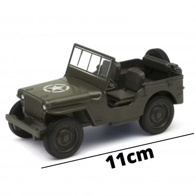 Miniatura Jeep Willys Mb Exército Carrinho Militar 1941 MIniatura Metal Coleção