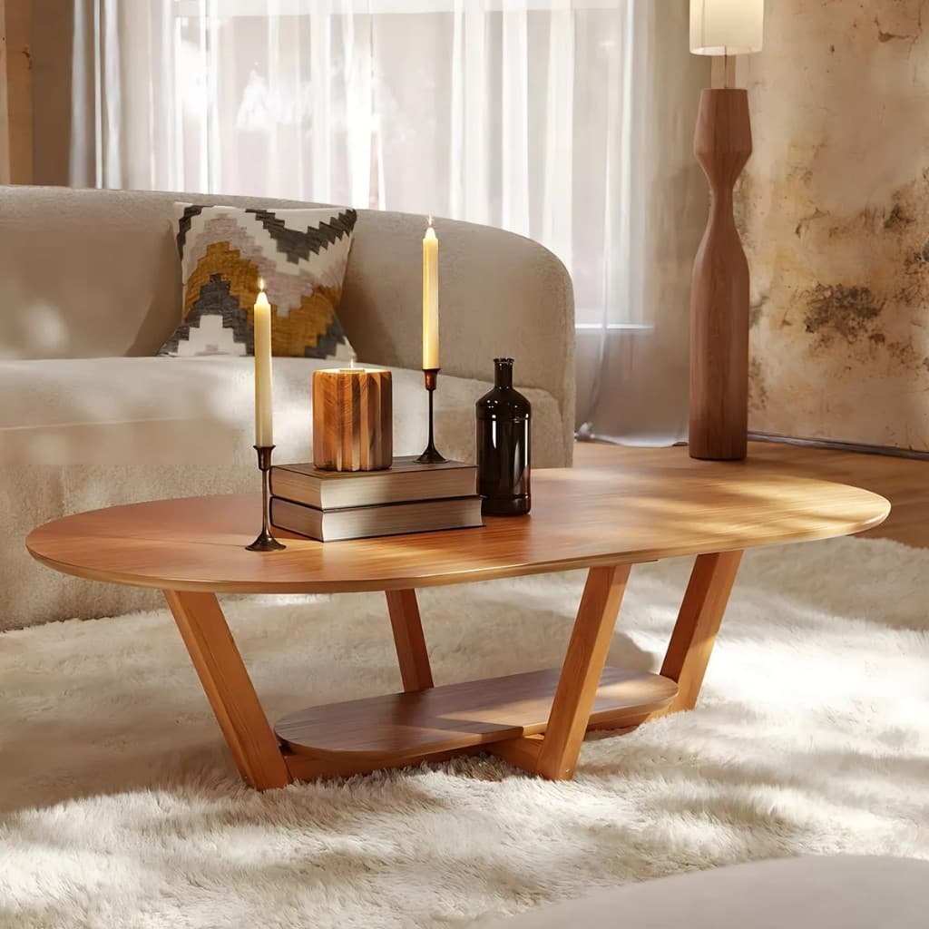 Mesa de Centro Oval Estilo Clássico para Decoração de Sala Elegance Diversas Cores