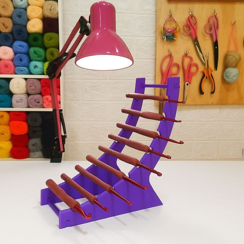 🧶 Suporte Organizador para Agulhas de Crochê — Com Compartimento para 8 Agulhas na Posição Horizontal 🧵 - Porta Agulhas