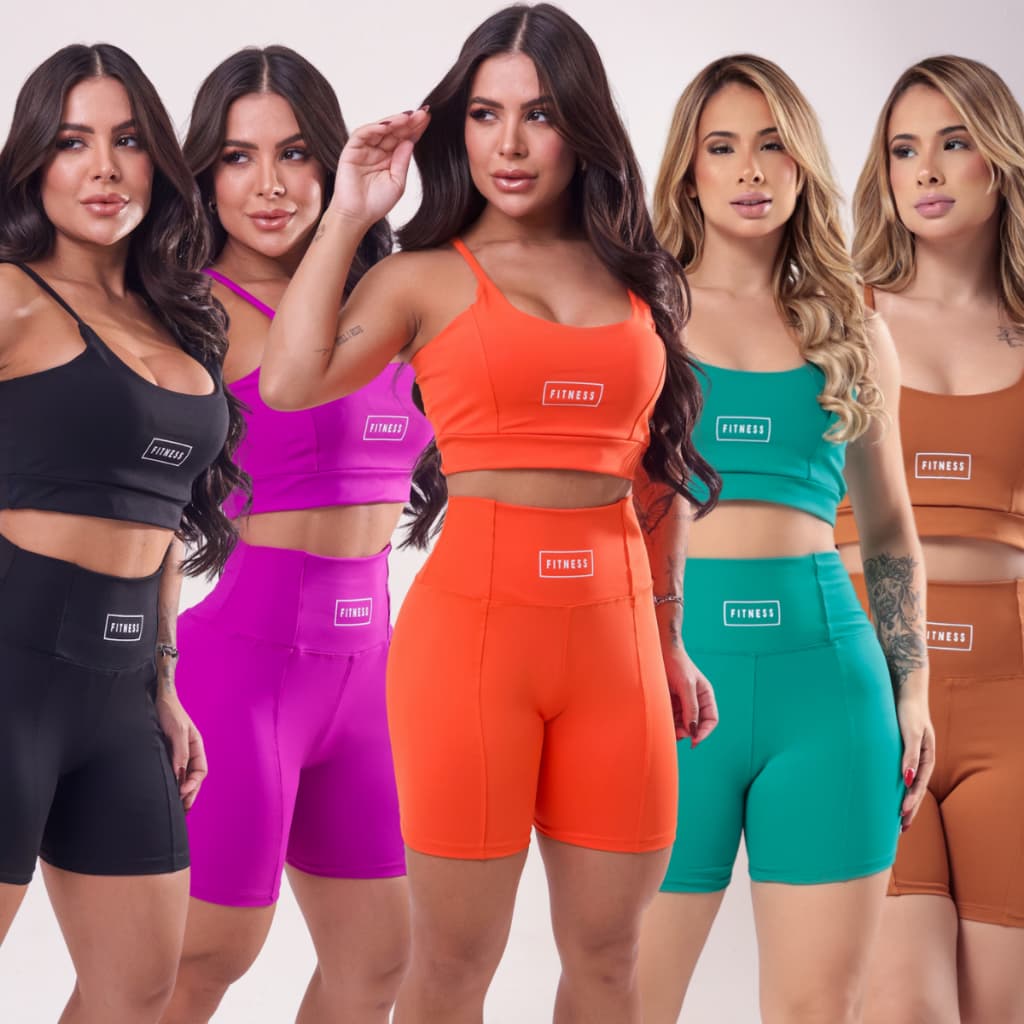 Conjunto Feminino Blackout Zero Transparência Poliamida Alta Costura Cós Alto Fitness Academia