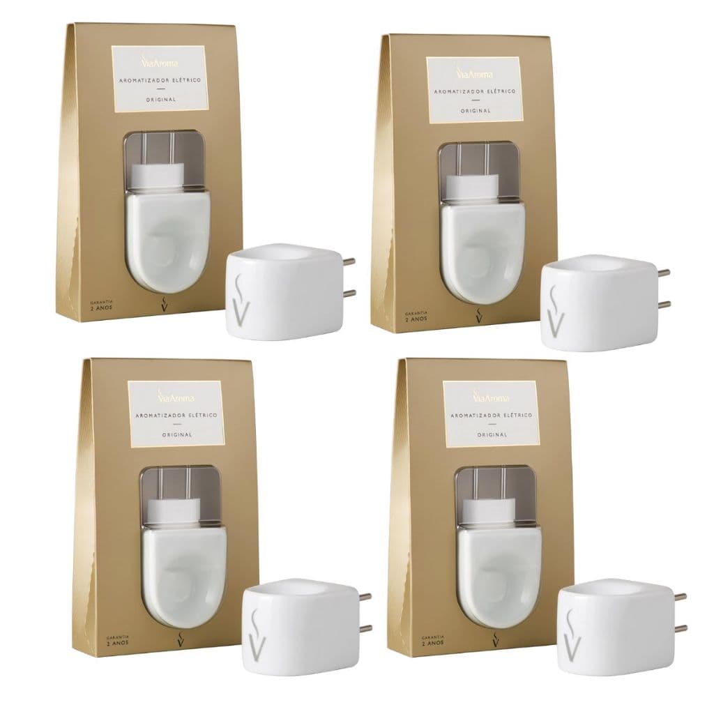 KIT 3, 4 ou 5 Difusor Aromatizador Elétrico de PORCELANA Branco - Via Aroma para essências e óleos