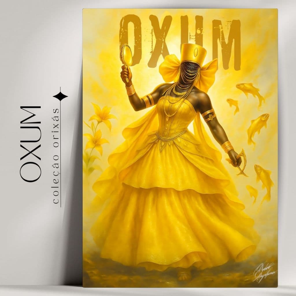 Quadro Decorativo Orixá Preta Oxum  -  Umbanda e Candomblé - Tradicional - Já com fita Adesiva