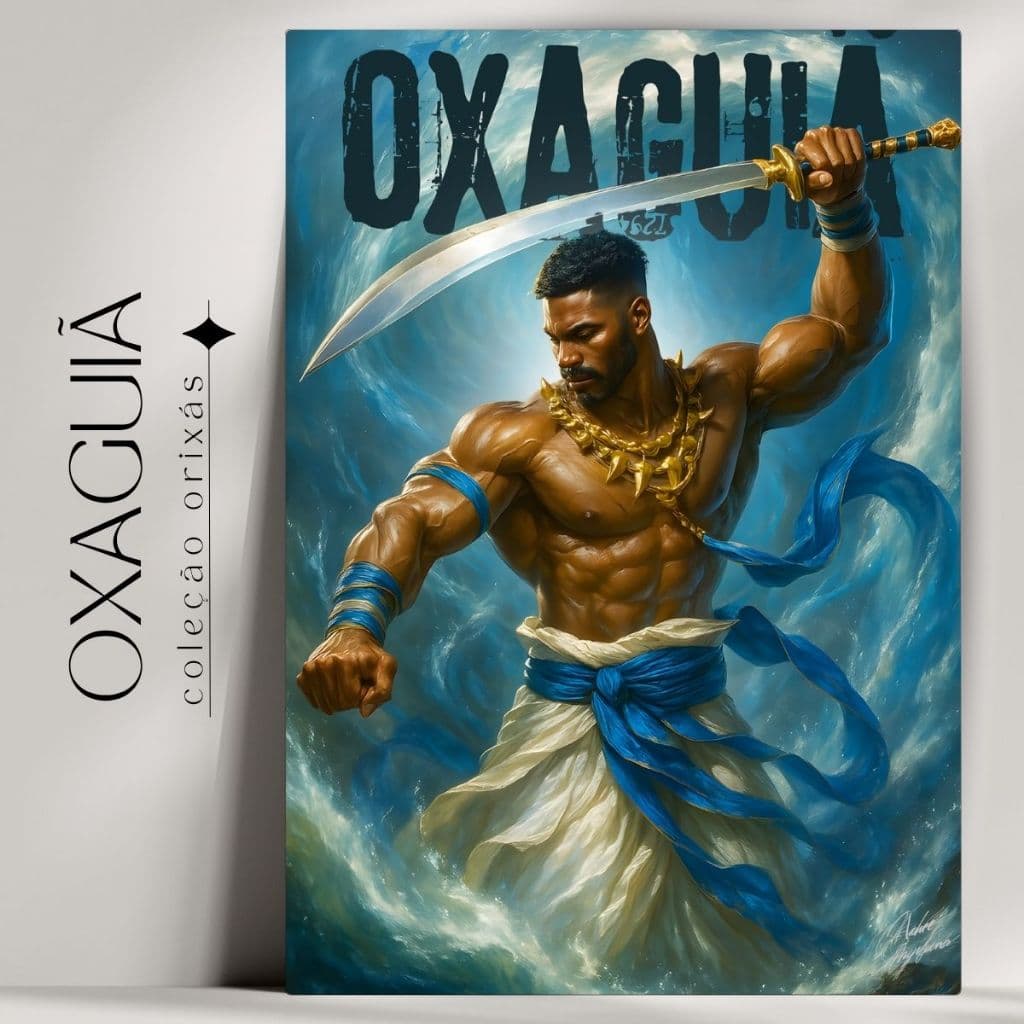 Quadro Decorativo Orixá Oxaguiã -  Umbanda e Candomblé - Tradicional - Já com fita Adesiva