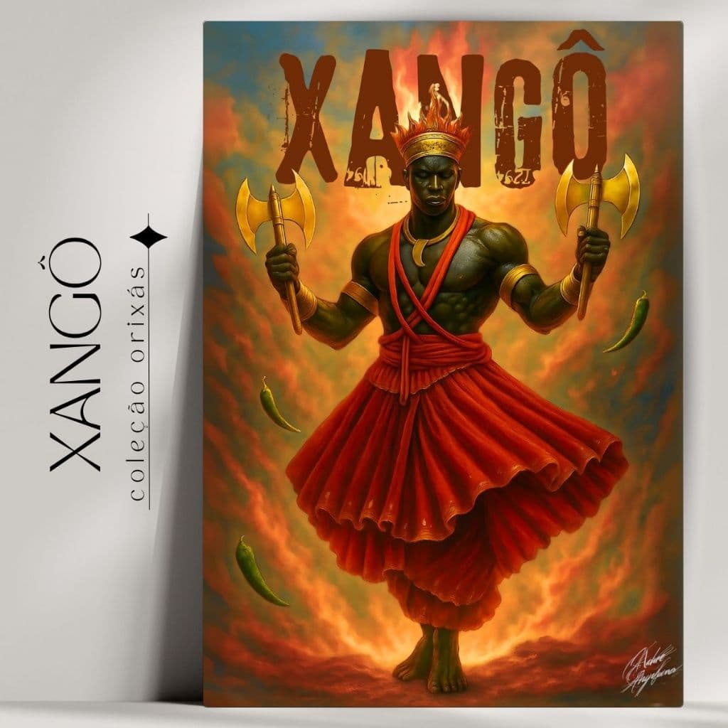 Quadro Decorativo Orixá Xangô  -  Umbanda e Candomblé - Tradicional - Já com fita Adesiva