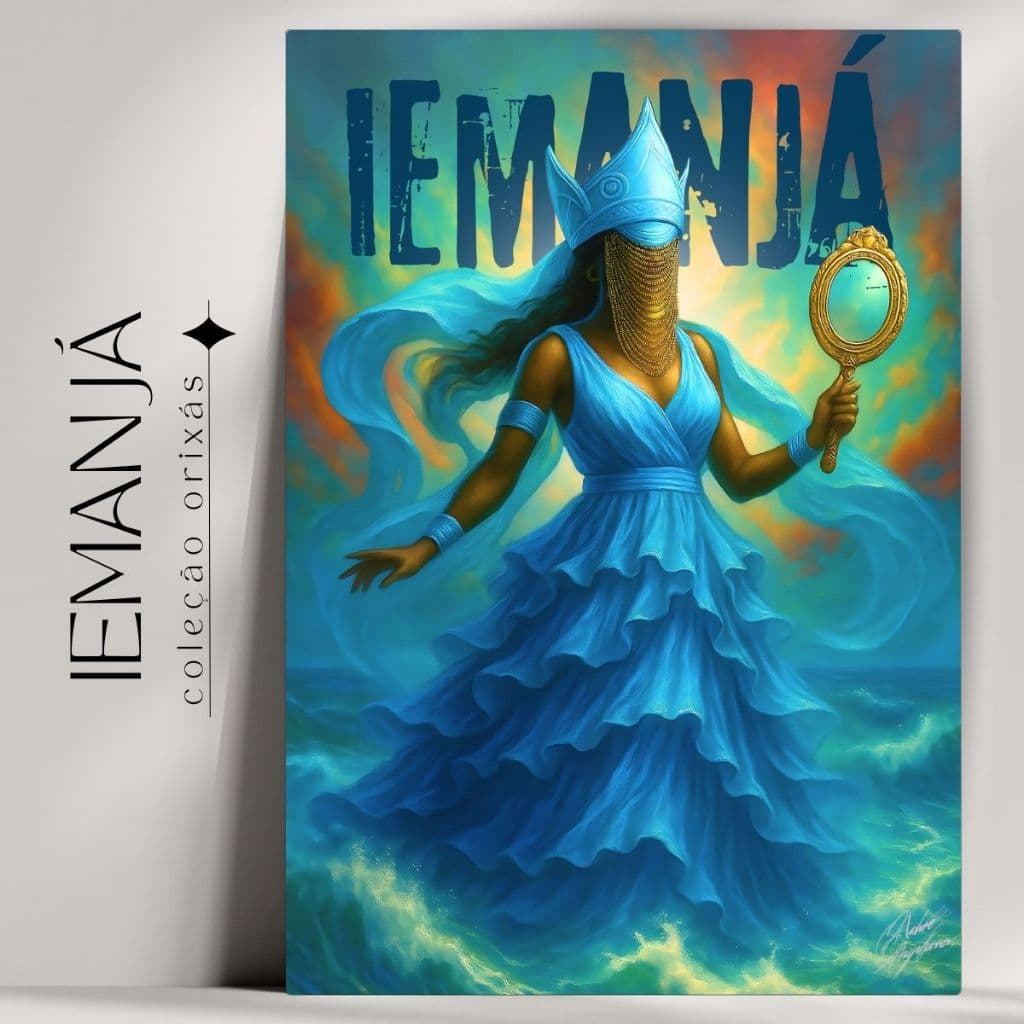 Quadro Decorativo Orixá Iemanjá  -  Umbanda e Candomblé - Tradicional - Já com fita Adesiva