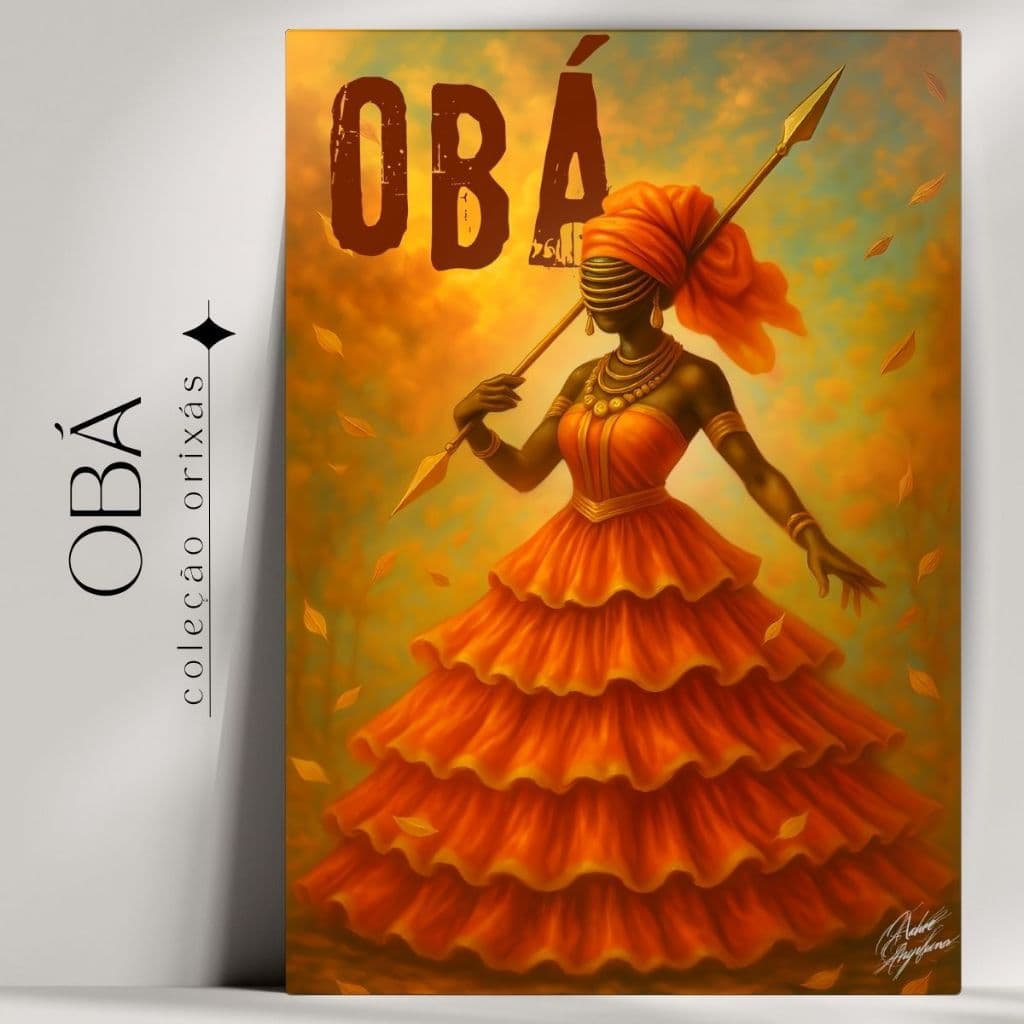 Quadro Decorativo Orixá Obá  -  Umbanda e Candomblé - Tradicional - Já com fita Adesiva
