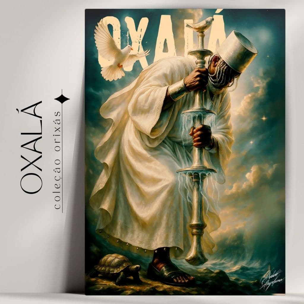 Quadro Decorativo Orixá Oxalá  -  Umbanda e Candomblé - Tradicional - Já com fita Adesiva