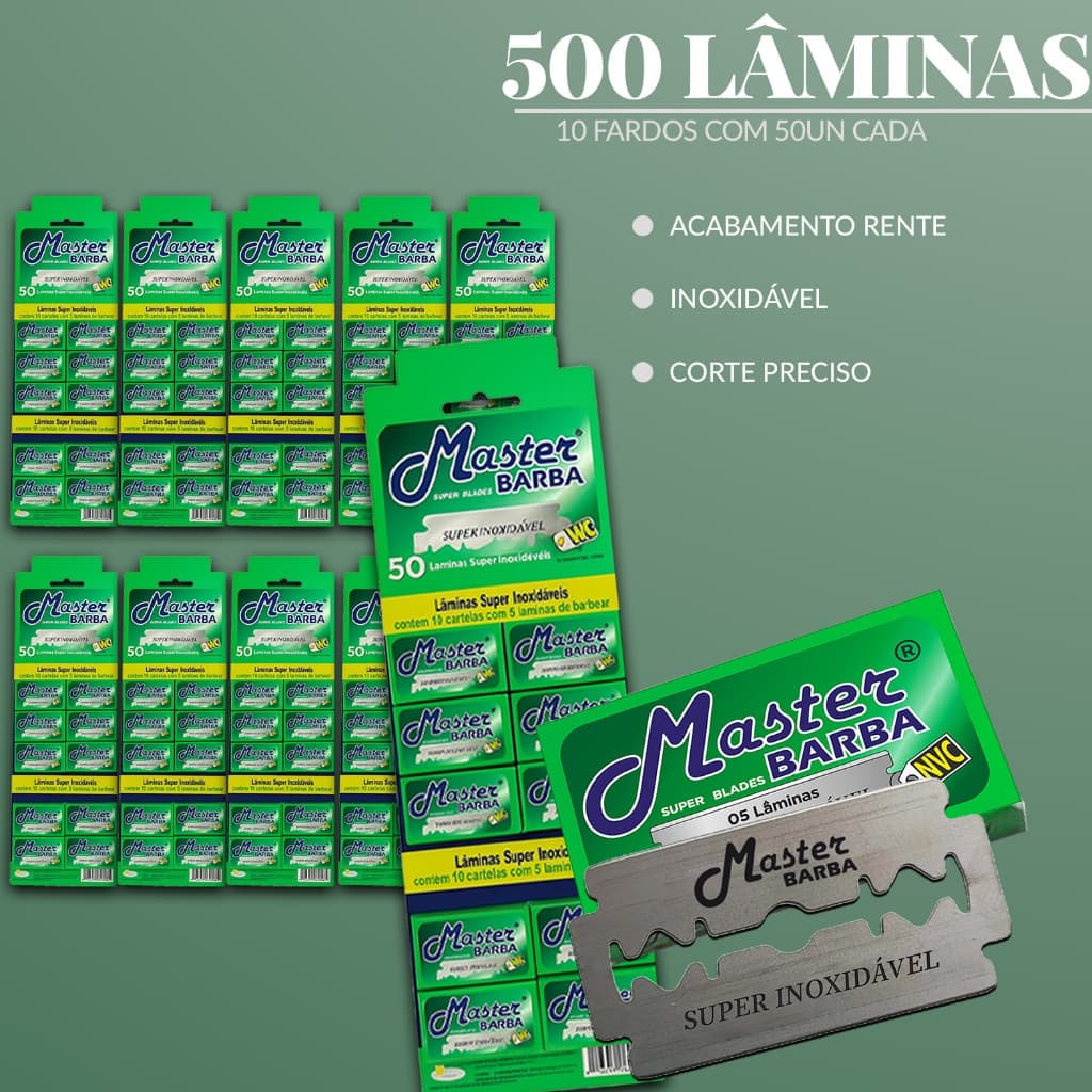 Lâmina De Barbear Master Barba 10 Cartelas Com 50 Lâminas