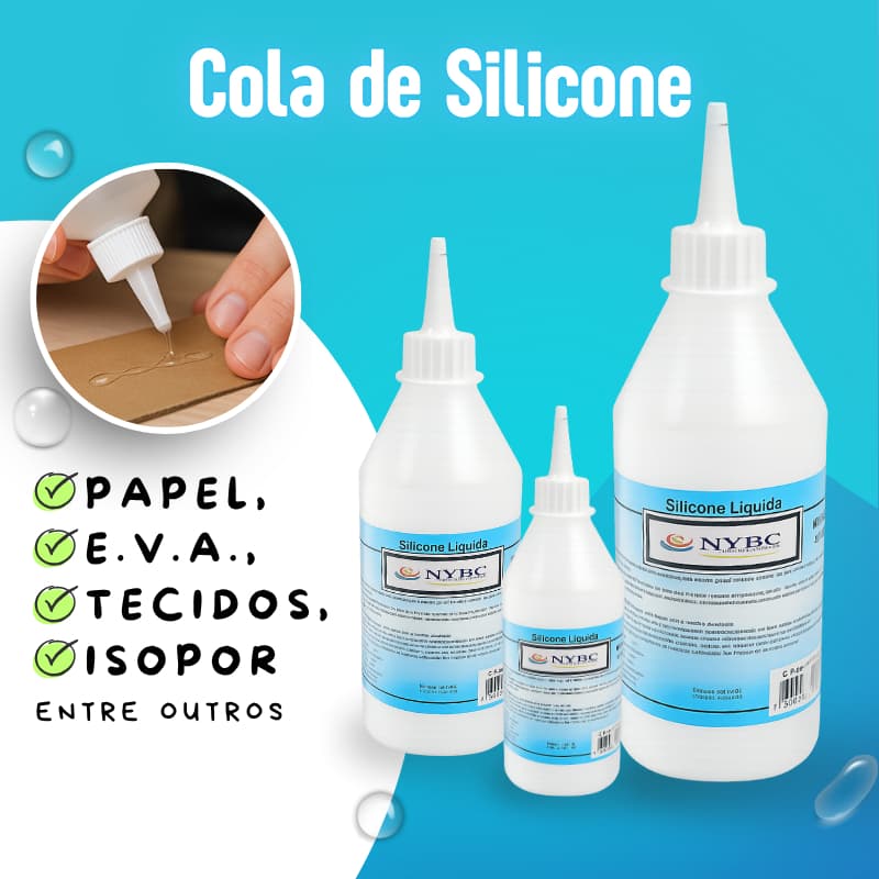 Cola Silicone Líquida 100ml Transparente Fácil Aplicação Escolar e Profissional Papel Eva Plástico
