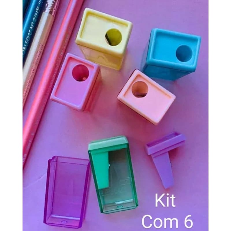 Kit 6 apontadores com depósito Léo & Léo