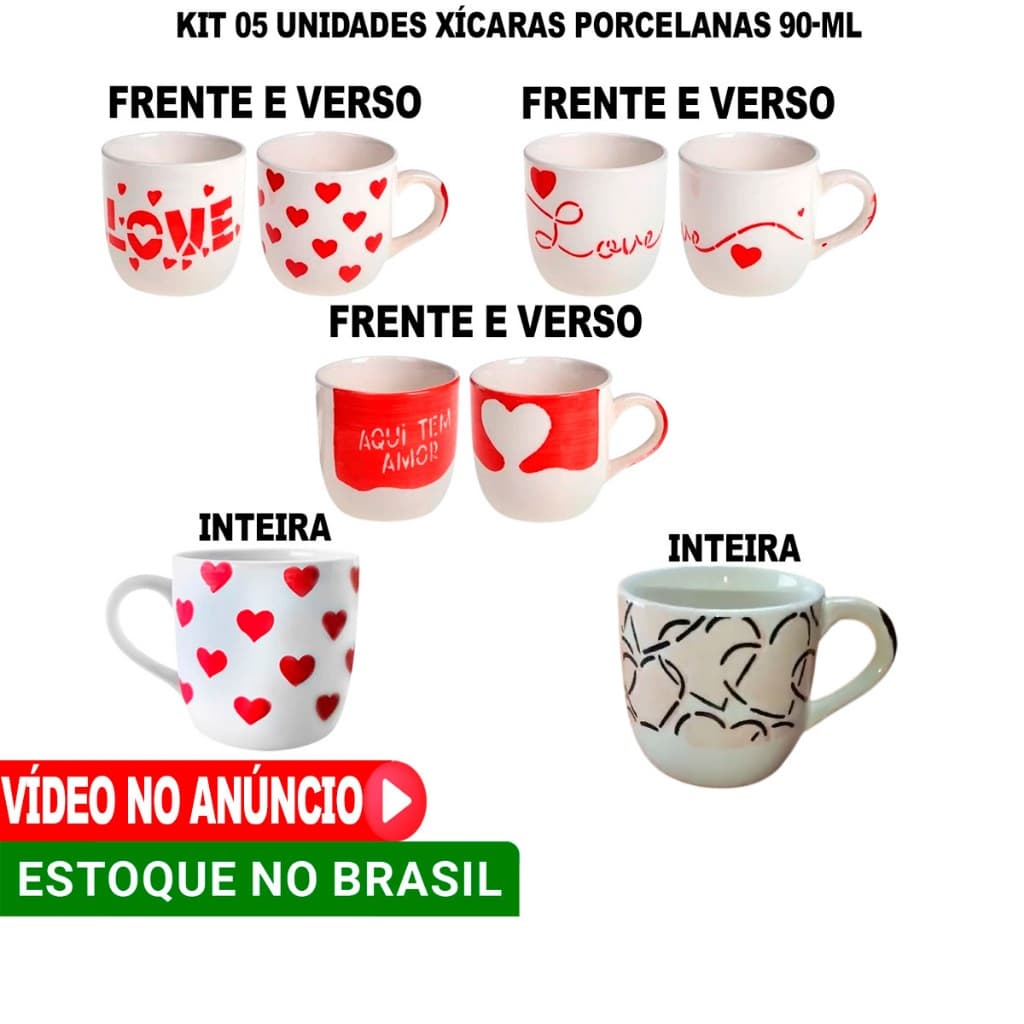 xícara fofa de café cerâmica 90 ml, 05 UNIDADES Cantinho do Café Moderno , Design Artístico