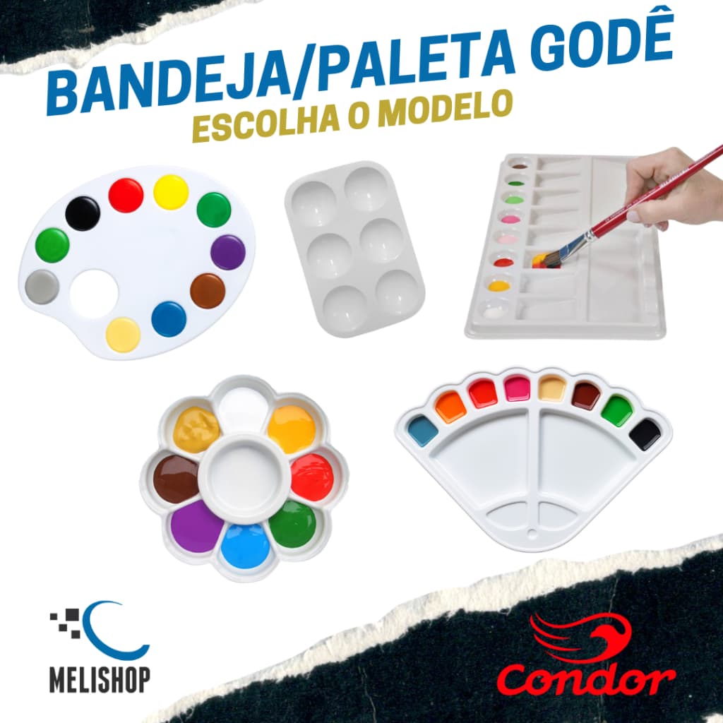 Bandeja Paleta Godê para Pintura Leque Flor Ovo Piano Modelos 591 561 562 593 Condor